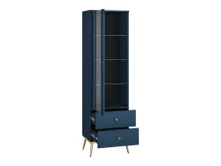 Vitrina|Petits-Meubles Armário expositor de 1 porta e 2 gavetas Thalia Blue Azul