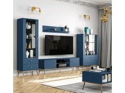 Vitrina|Petits-Meubles Armário expositor de 1 porta e 2 gavetas Thalia Blue Azul