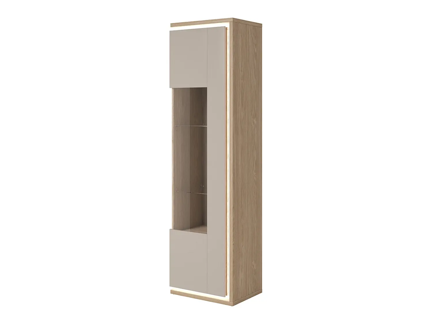 Petits-Meubles Armário expositor de 1 porta Iria Cashmere e Madeira, à esquerda^ Vitrina