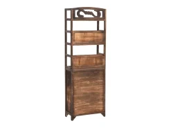 Vitrina|vidaxl Armário expositor 46x24x140 cm paulownia maciça castanho-escuro Natural claro