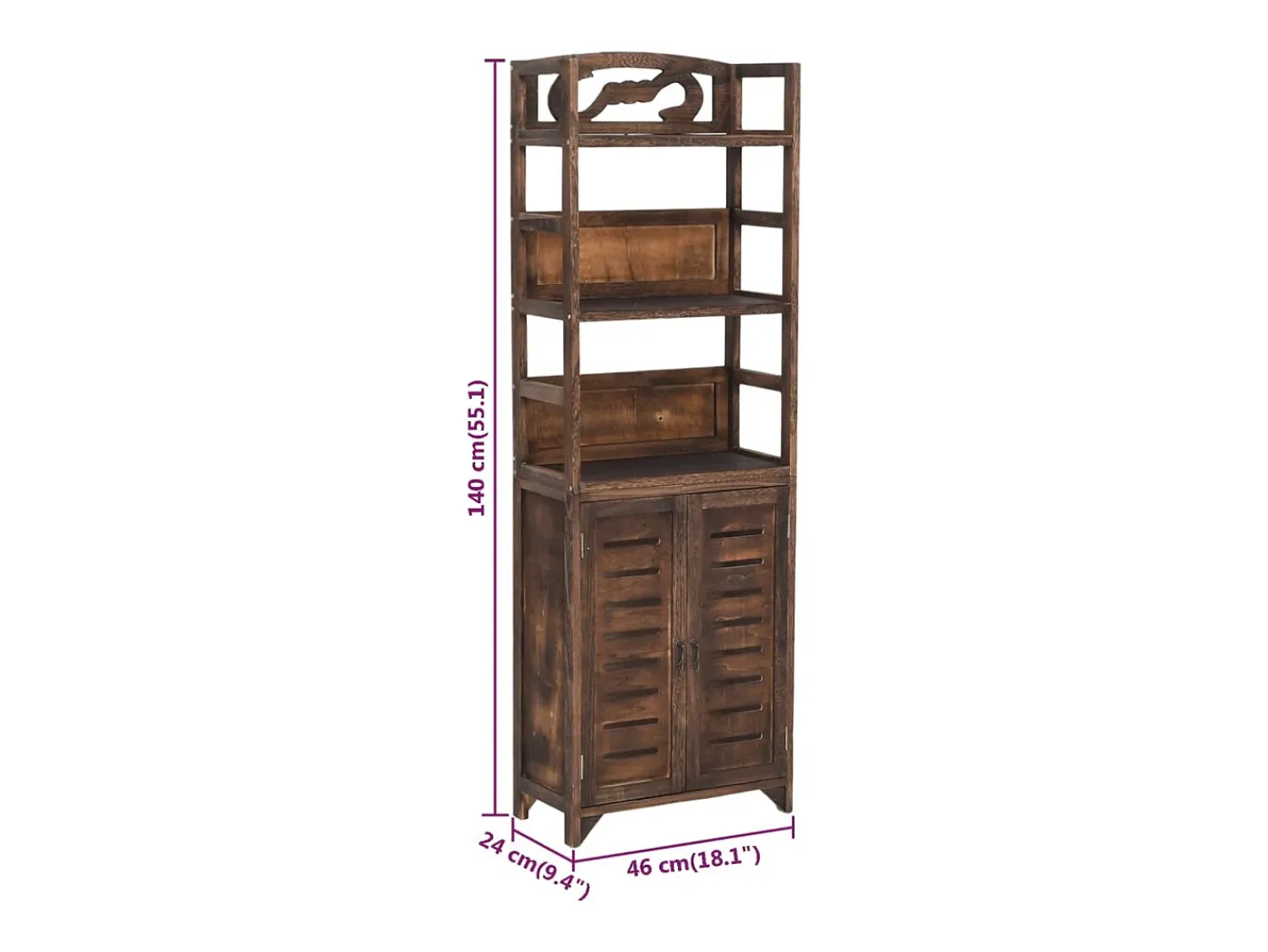 Vitrina|vidaxl Armário expositor 46x24x140 cm paulownia maciça castanho-escuro Natural claro