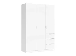 Móvel De Entrada*Dmora Armário Fullerton, Armário de Quarto com 3 Portas e 3 Gavetas, Armário com 3 Prateleiras e Barra Suspensa, 135x52h200 cm, Branco