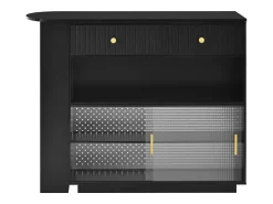Móvel De Bar*Hauss Spole Armário giratório com tomadas, iluminação LED e painel perfurado - Preto