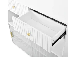 Móvel De Bar|Hauss Spole Armário giratório com tomadas, iluminação LED e painel perfurado - Branco
