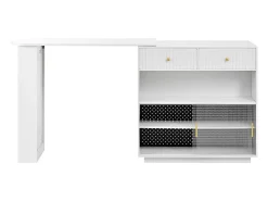 Móvel De Bar|Hauss Spole Armário giratório com tomadas, iluminação LED e painel perfurado - Branco