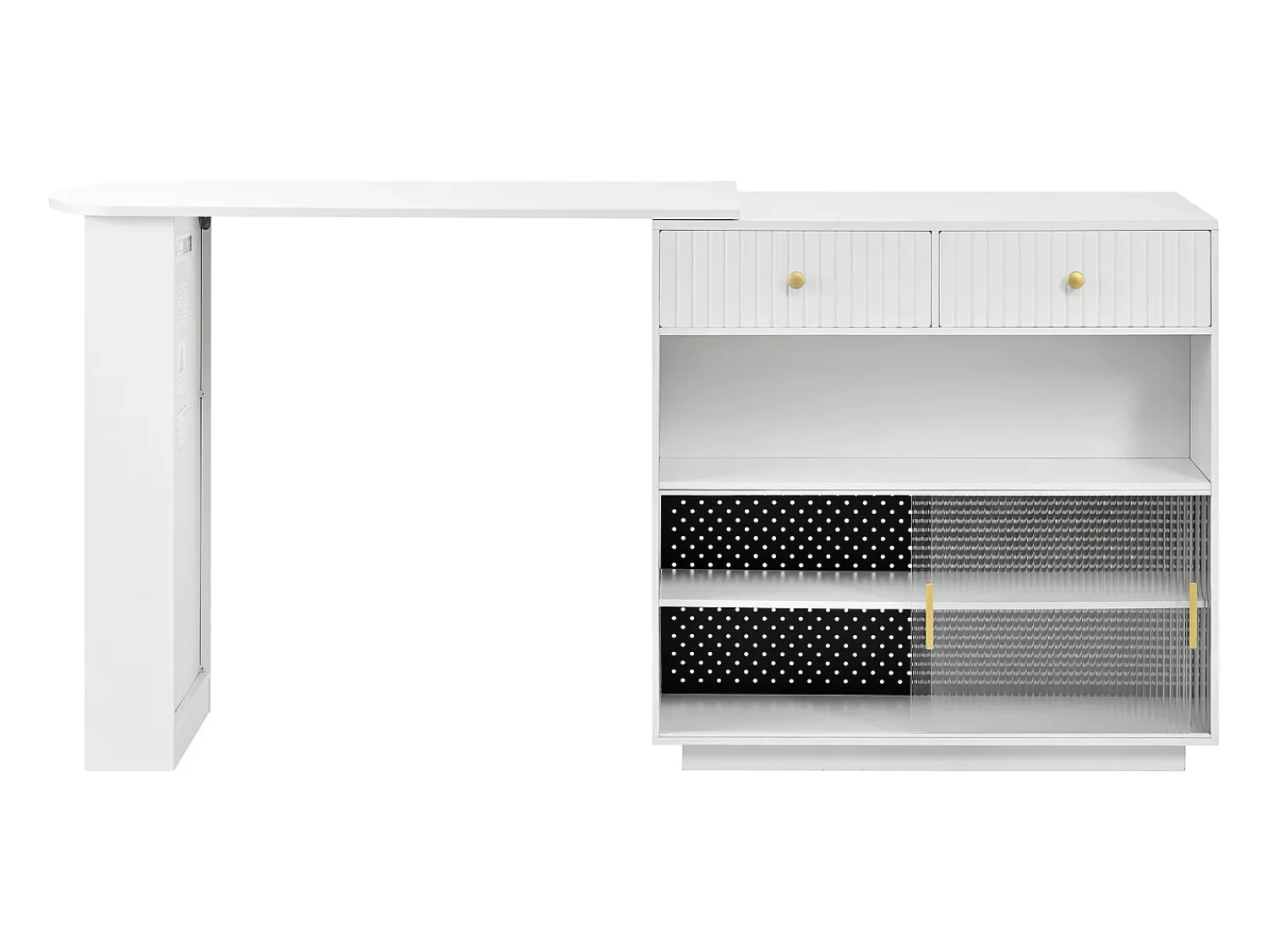 Móvel De Bar|Hauss Spole Armário giratório com tomadas, iluminação LED e painel perfurado - Branco