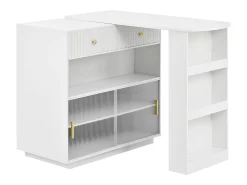 Móvel De Bar|Hauss Spole Armário giratório com tomadas, iluminação LED e painel perfurado - Branco