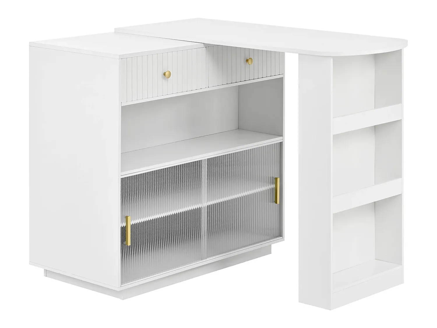 Móvel De Bar|Hauss Spole Armário giratório com tomadas, iluminação LED e painel perfurado - Branco