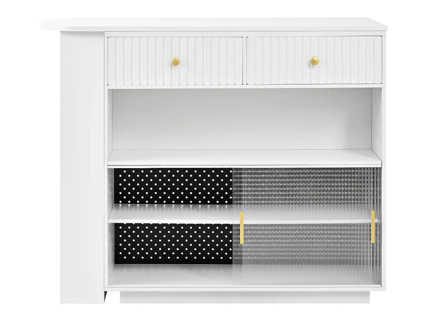 Móvel De Bar|Hauss Spole Armário giratório com tomadas, iluminação LED e painel perfurado - Branco