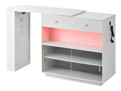 Móvel De Bar|Hauss Spole Armário giratório com tomadas, iluminação LED e painel perfurado - Branco