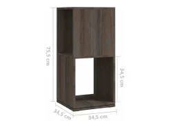 vidaxl Armário giratório 34,5x34,5x75,5cm aglom. cinza/carv. castanho^ Vitrina