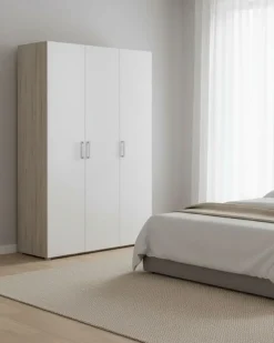 Móvel De Entrada*Dmora Armário grande Dmatild, Móveis de quarto, Armário, Armário de roupa, 119x51 h185 cm, Carvalho e branco mate Castanho