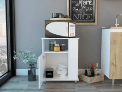 Prateleira*TuHome Armário inferior para micro-ondas em melamina com armário e 4 prateleiras , 73,.4 cm X 60 cm X 39,8 cm , Branco