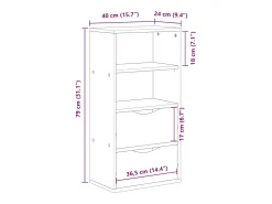 vidaxl Armário lateral com gavetas 40x24x79 cm pinho de madeira maciça^ Prateleira