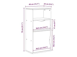 Prateleira|vidaxl Armário lateral gaveta ODDA 40x24x79 cm pinho de madeira maciça Natural claro