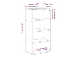 vidaxl Armário lateral ODDA 40x24x79 cm pinho de madeira maciça^ Biblioteca
