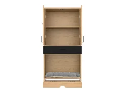 Móvel De Arrumação* Armário multifuncional para animais de estimação, 160 cm, com comedouro, cama, espaço de armazenamento e ganchos. Natural claro