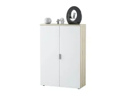 Dmora Armário multiuso Dlupp, Armário multiuso com 2 portas, Sapateira com 3 prateleiras, Sapateira moderna, 80x33h119 cm, Carvalho e Branco^ Móvel De Arrumação|Sapateira