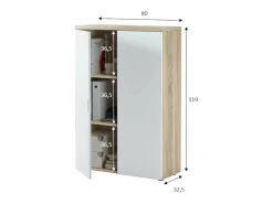 Dmora Armário multiuso Dlupp, Armário multiuso com 2 portas, Sapateira com 3 prateleiras, Sapateira moderna, 80x33h119 cm, Carvalho e Branco^ Móvel De Arrumação|Sapateira