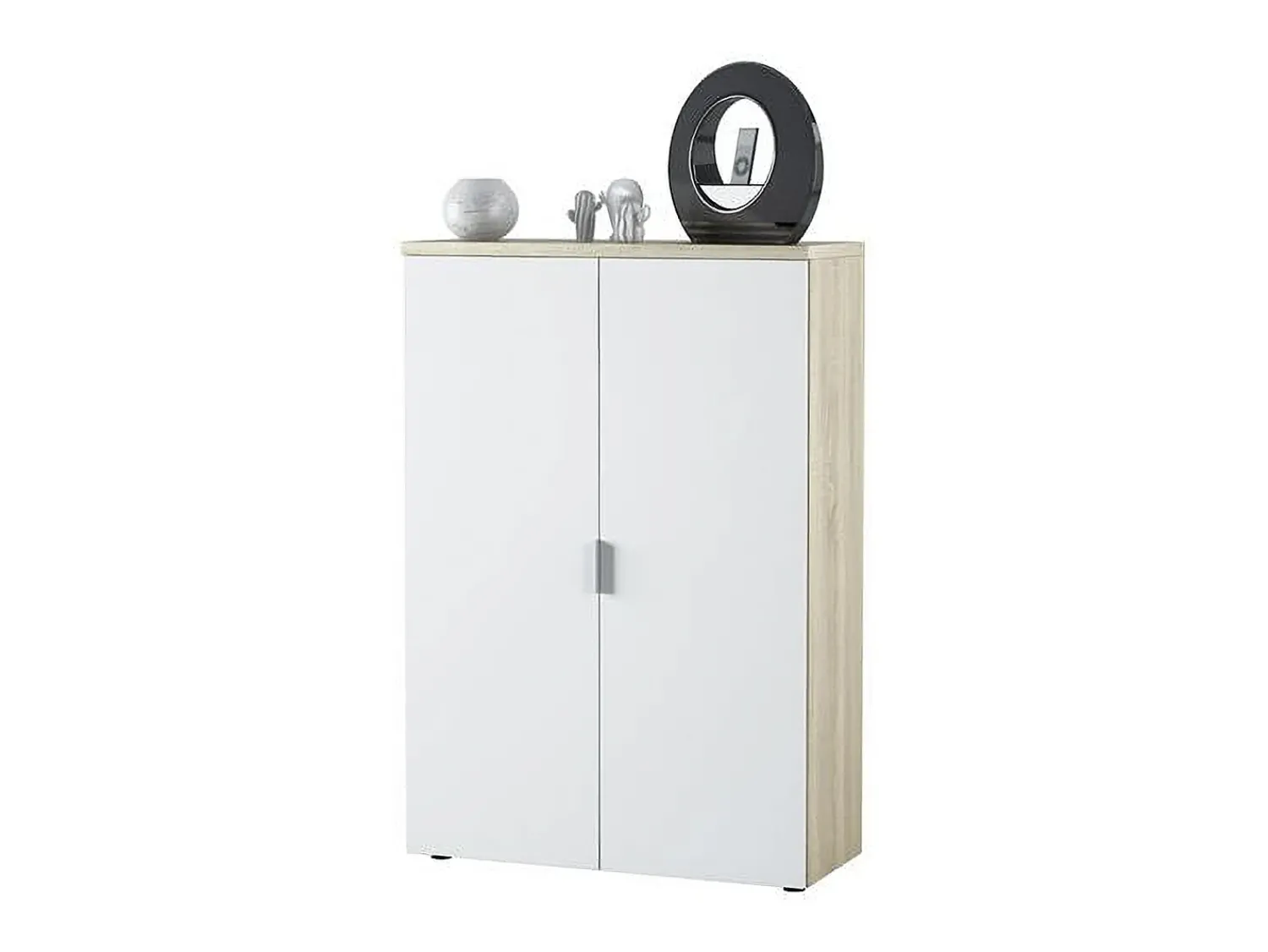Dmora Armário multiuso Dlupp, Armário multiuso com 2 portas, Sapateira com 3 prateleiras, Sapateira moderna, 80x33h119 cm, Carvalho e Branco^ Móvel De Arrumação|Sapateira