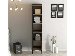 Dmora Armário multiusos Dabadi 1 porta, Armário multifunções, Sapateira, Sapateira, 40x201h48 cm, Nogueira e Antracite Castanho