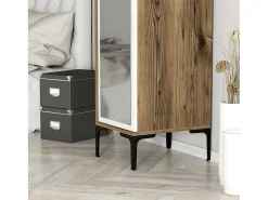 Dmora Armário multiusos Dabadi 1 porta, Móvel de parede para casa de banho ou cozinha, Armário alto multifuncional, Armário multiusos, 40x201h48 cm, Nogueira e Branco^ Móvel De Arrumação