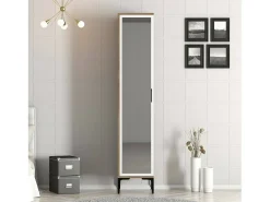 Dmora Armário multiusos Dabadi 1 porta, Móvel de parede para casa de banho ou cozinha, Armário alto multifuncional, Armário multiusos, 40x201h48 cm, Nogueira e Branco^ Móvel De Arrumação