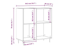 vidaxl Armário p/ discos 84,5x38x89 cm deriv. madeira carvalho fumado^ Móvel De Arrumação