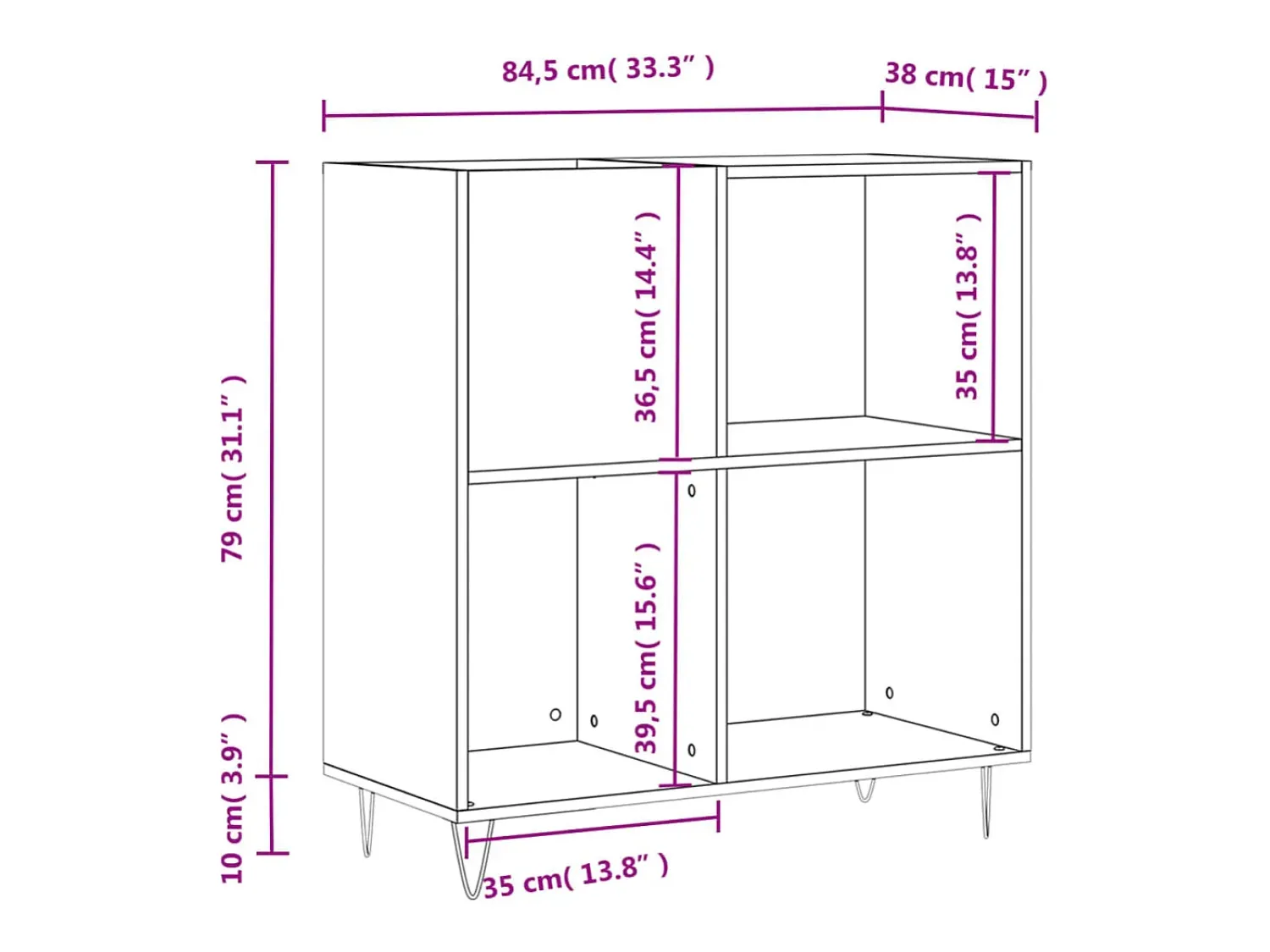 vidaxl Armário p/ discos 84,5x38x89 cm deriv. madeira carvalho fumado^ Móvel De Arrumação