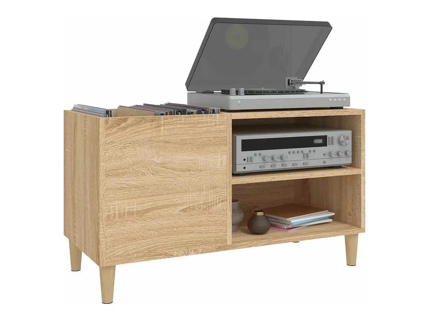 Móvel De Arrumação*vidaxl Armário p/ discos 84,5x38x48 cm deriv. madeira carvalho sonoma Natural claro