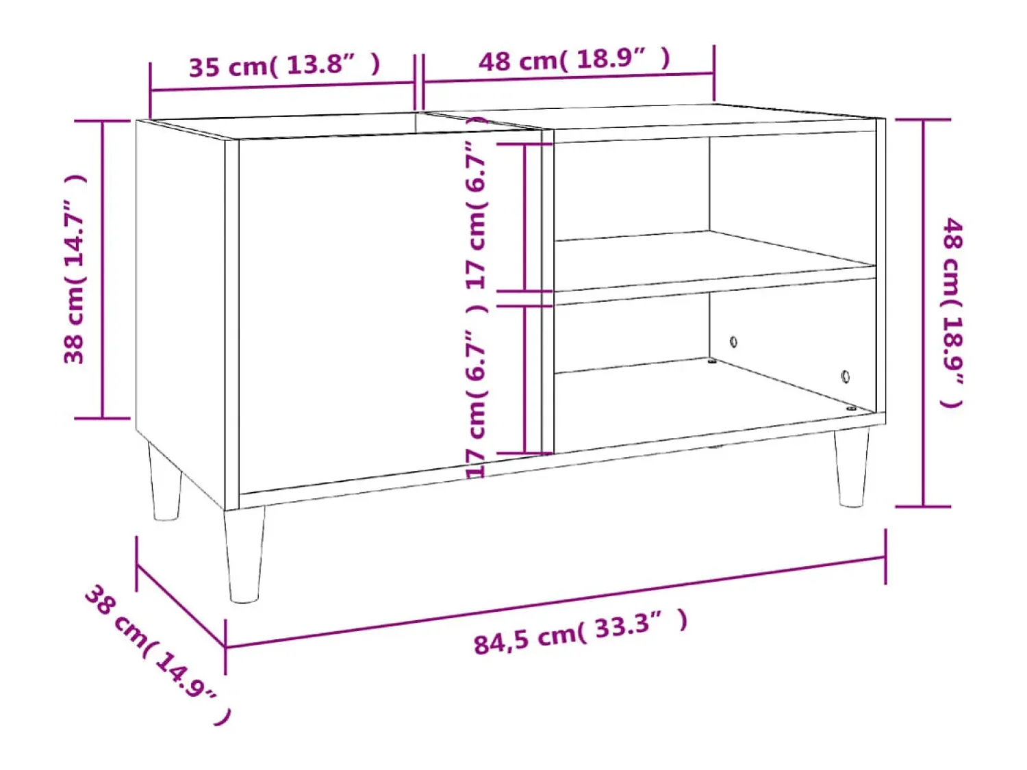 Móvel De Arrumação*vidaxl Armário p/ discos 84,5x38x48 cm deriv. madeira carvalho sonoma Natural claro