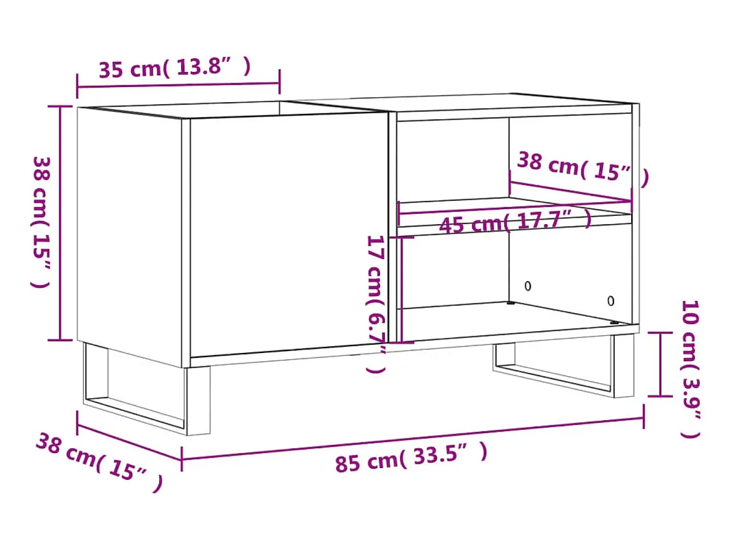 Móvel De Arrumação|vidaxl Armário p/ discos 85x38x48 cm deriv. madeira -cimento Cinzento