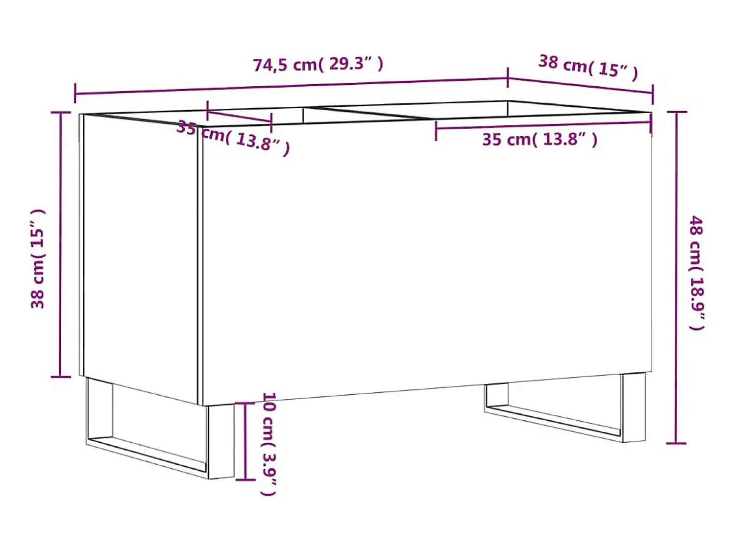 Discount vidaxl Armário p/ discos 74,5x38x48 cm deriv. madeira brilhante Branco