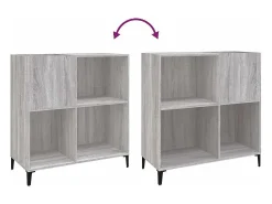 Móvel De Arrumação*vidaxl Armário p/ discos 84,5x38x89 cm derivados madeira cinza sonoma Cinzento