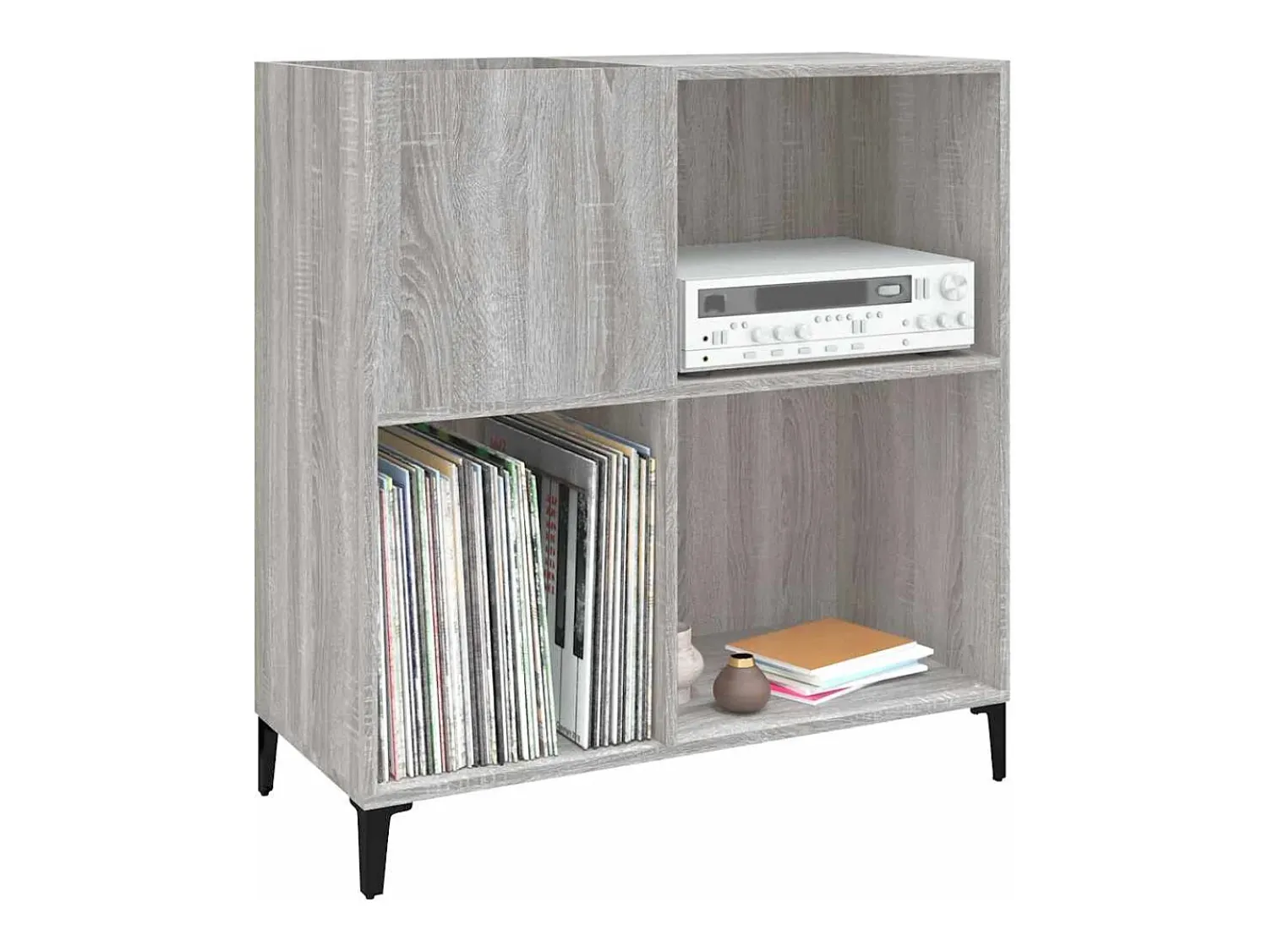 Móvel De Arrumação*vidaxl Armário p/ discos 84,5x38x89 cm derivados madeira cinza sonoma Cinzento