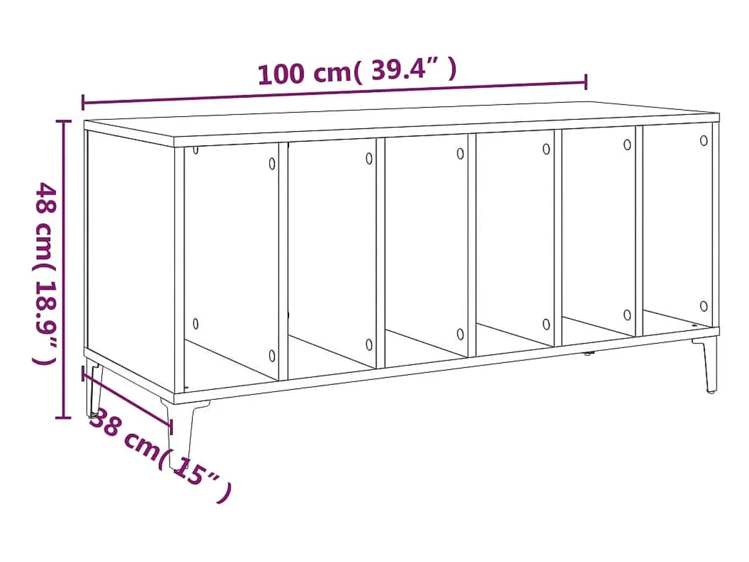 vidaxl Armário p/ discos 100x38x48cm derivados madeira sonoma^ Móvel De Arrumação