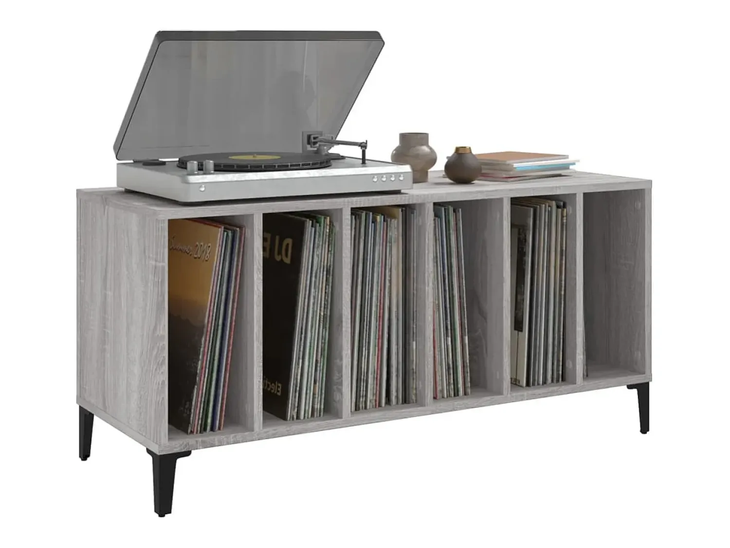 vidaxl Armário p/ discos 100x38x48cm derivados madeira sonoma^ Móvel De Arrumação