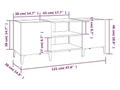 Móvel De Arrumação|vidaxl Armário p/ discos 121x38x48cm derivados madeira sonoma Cinzento