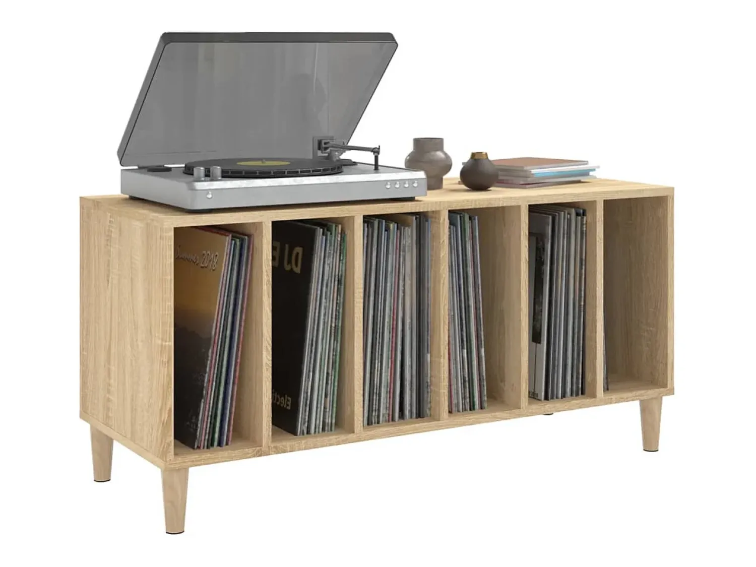 Móvel De Arrumação*vidaxl Armário p/ discos 100x38x48cm derivados madeira carvalho sonoma Natural claro