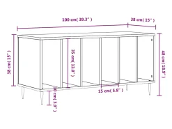 Móvel De Arrumação*vidaxl Armário p/ discos 100x38x48cm derivados madeira sonoma Cinzento