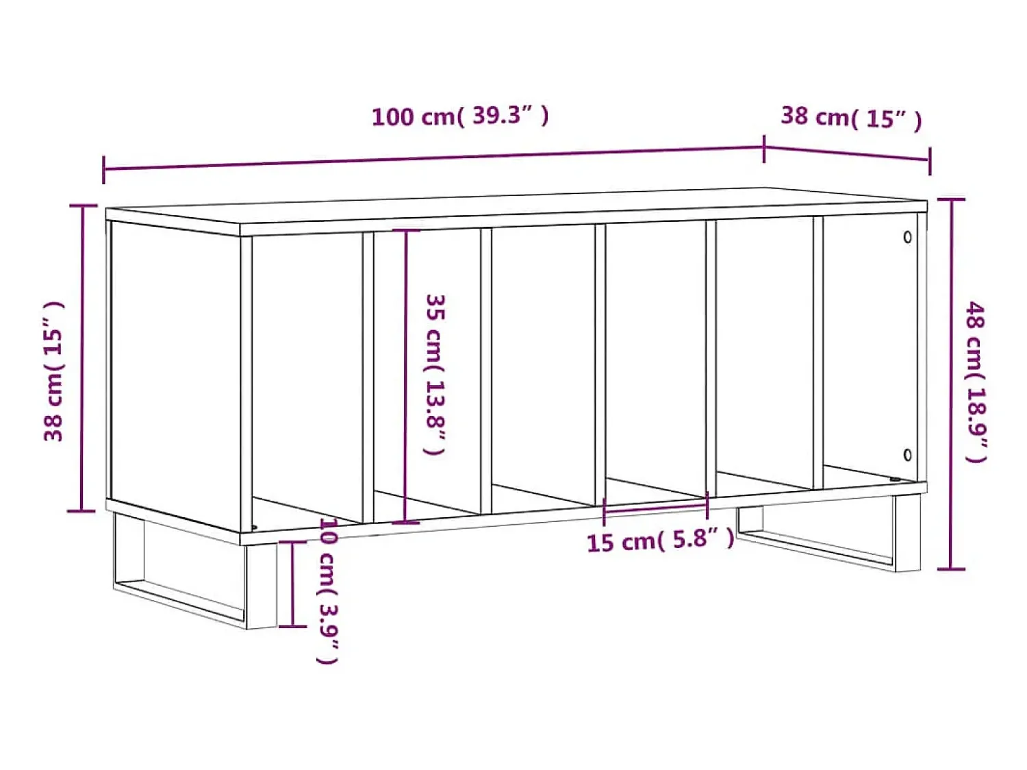 Discount vidaxl Armário p/ discos 100x38x48cm derivados madeira carvalho sonoma Natural claro