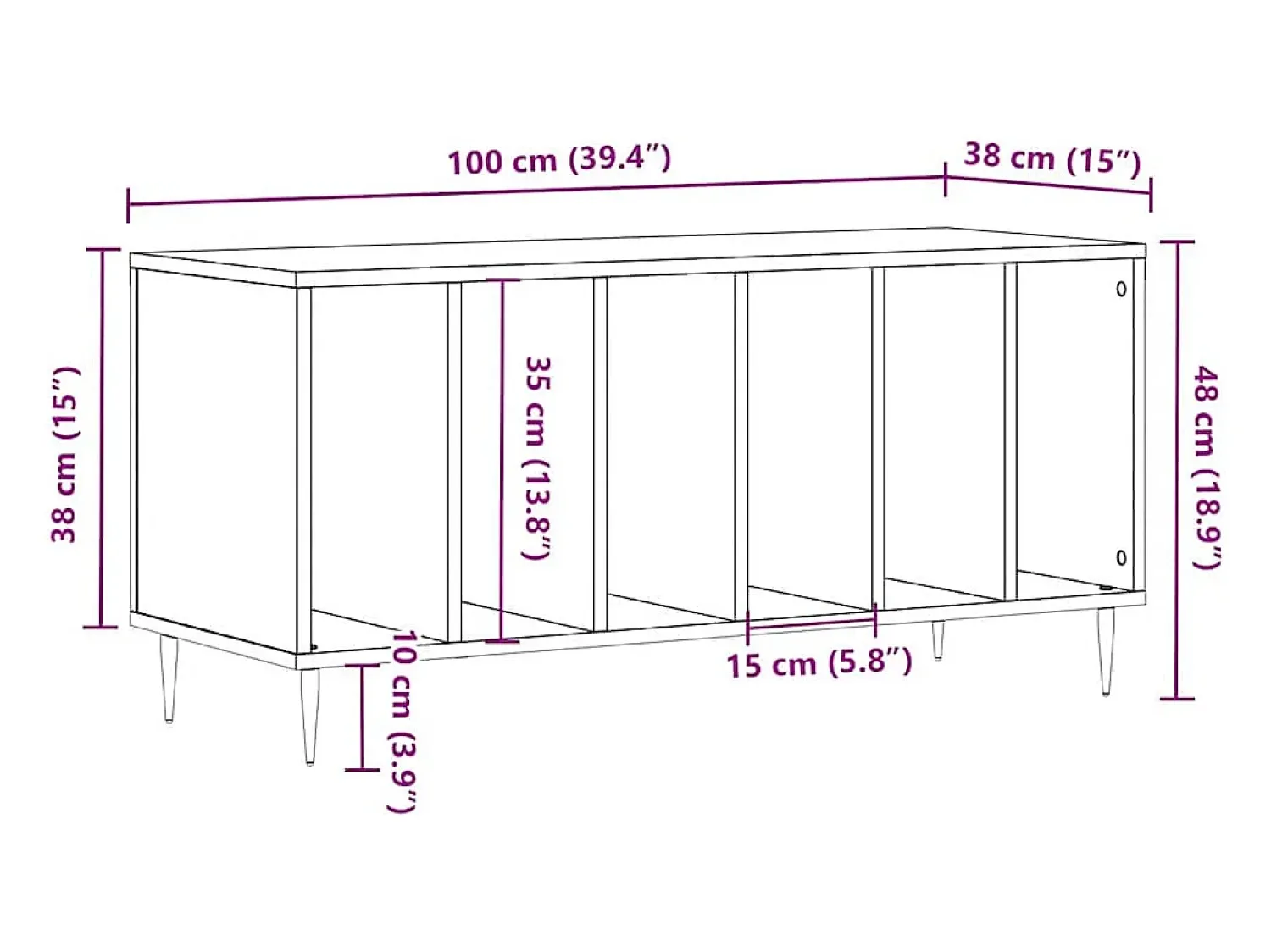 Móvel De Arrumação|vidaxl Armário p/ discos 100x38x48cm derivados madeira carvalho sonoma Natural claro