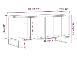 Best vidaxl Armário p/ discos 100x38x48cm derivados madeira sonoma Cinzento