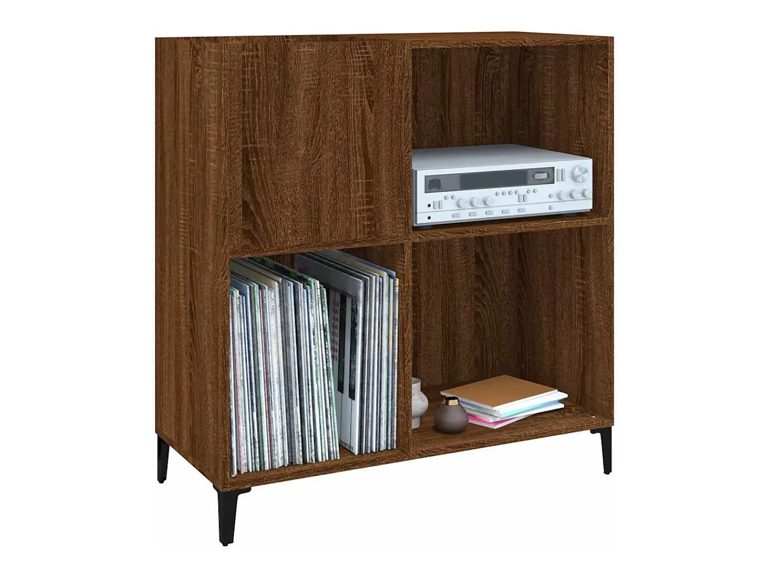 Hot vidaxl Armário p/ discos 84,5x38x89cm deriv. madeira carvalho castanho Natural claro