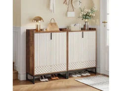 Móvel De Arrumação|Sapateira*Tribesigns Armário para Armazenamento de Sapatos, Guarda-roupa para 25 Pares de Sapatos com Portas, Branco e Marrom Castanho
