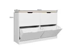 Vente-unique Armário para calçados com 4 compartimentos rebatíveis - Branco e natural - LOTULA^ Móvel De Arrumação|Sapateira