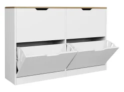 Vente-unique Armário para calçados com 4 compartimentos rebatíveis - Branco e natural - LOTULA^ Móvel De Arrumação|Sapateira