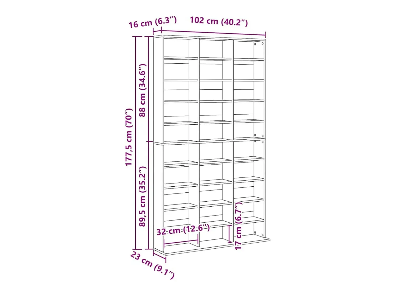 Sale vidaxl Armário para CD 102x16x177,5 cm derivados de madeira Branco