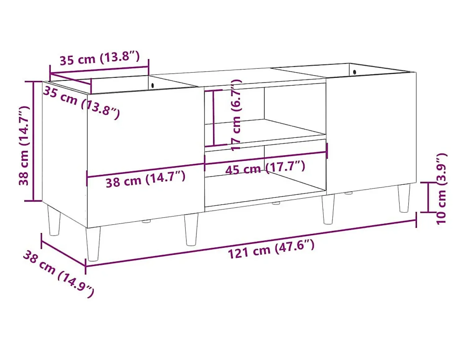 Sale vidaxl Armário para discos 121x38x48 cm madeira projetada Branco