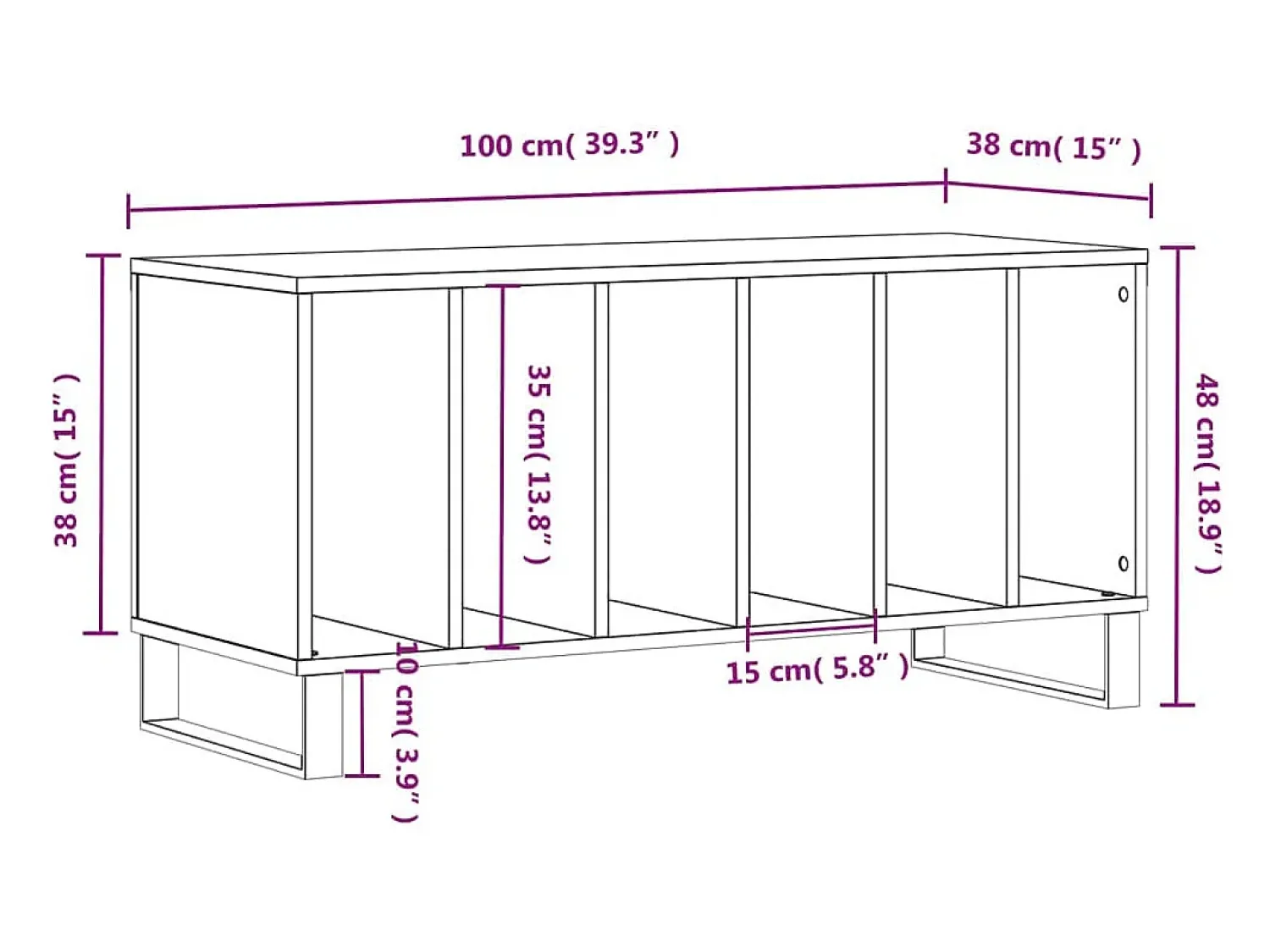 Móvel De Arrumação*vidaxl Armário para discos 100x38x48 cm derivados de madeira Branco